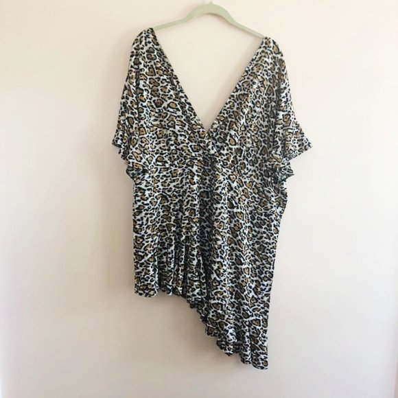 JL Studio for Jessica London Animal Print Ruffle Hem Blouse 4X - Picture 3 of 14
